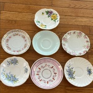 Vintage Queen Anne Royal Stuart Standard Victoria CT Floral‎ Saucers Decorative